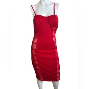 Red bandage Midi Dress
